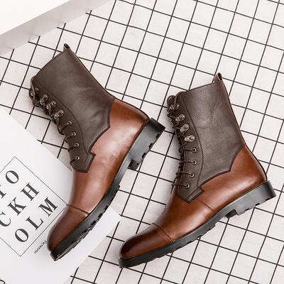 Winter Hot Selling Men's High Top Boots Street Fashion Motorcycle Boots Classic Brown Men's Leather Business Dress Shoes Lace Up