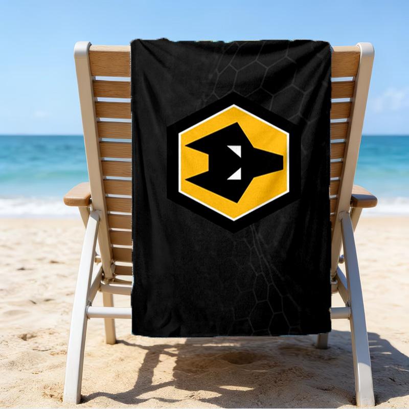 Asciugamano da Spiaggia Stampato con Emblema Wolves Football Club, Microfibra Super Morbida, Regalo Perfetto Compleanno, per Piscina, Spiaggia, Viaggio, per famiglia e amici