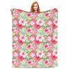 Tropical Hibiscus And Plumeria Flowers Blanket Soft Warm Flannel Throw Blanket Plush for Bed Living Room Travel Home Couch