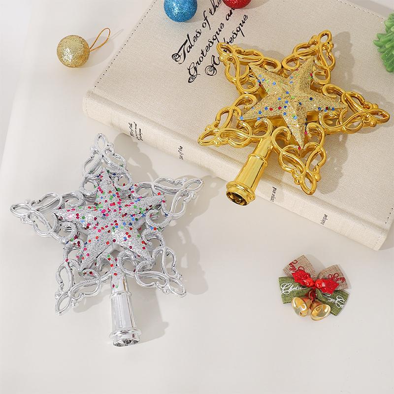 1Pcs Gold Star Christmas Tree Topper Decoration Xmas Tree Ornaments for Home Room Decor 2025 Xmas New Year Gift Accessories