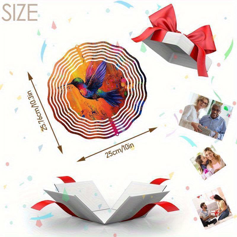 10 Zoll Hängender Windspinner mit 360-Grad-Haken für Balkon-Gartendekor Frühling Sommer Außendekoration