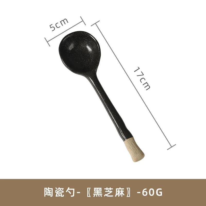 Cucchiaio da Zuppa Piccolo in Ceramica Stile Giapponese, Cucchiaio in Gres, Cucchiaio a Manico Lungo, Cucchiaio da Riso Domestico Carino Creativo Stoviglie da Cucina