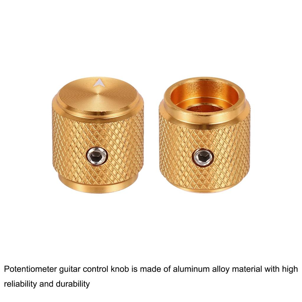 Uxcell 3-Piece Aluminum Potentiometer Knob, 14" (6mm) Universal Volume Tone Control Knob with Arrow Indicator for Guitar, 12" Gold