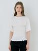 Leusejiem Basic Smocked Cotton Blouse T-Shirt - White
