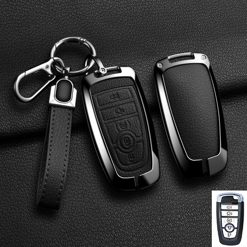 Zinc Alloy Leather For Lincoln Corsair Nautilus Aviator Navigator Continental Car Key Case Shell Keychain Keyring Car Key Cover