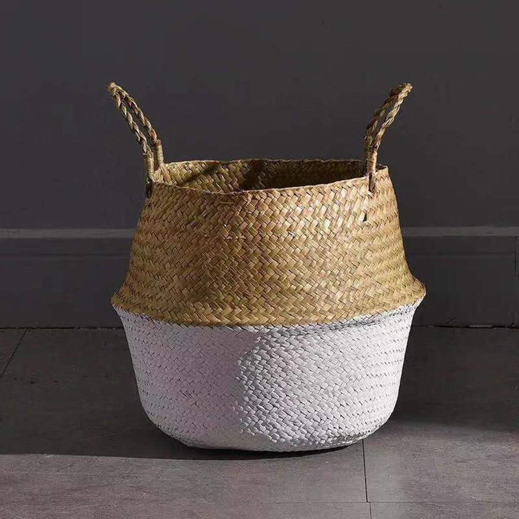 Rattan Baskets Foldable Weaved Storage Baskets With Handle Sundries Laundry Storage Containers Home Decoration Accessories