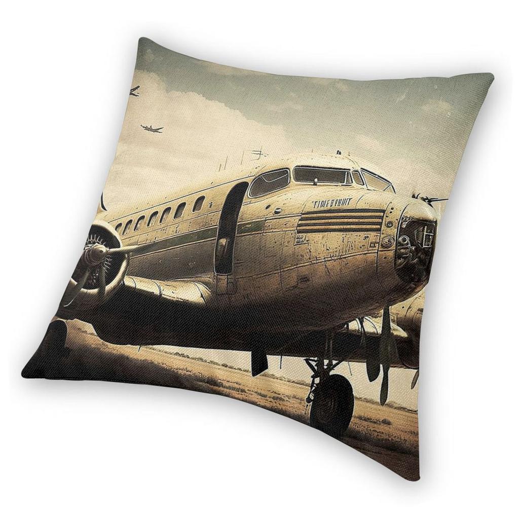 Vintage Aviation Poster Airplane Square Pillowcase Polyester Linen Velvet Pattern Zip Decorative Throw Pillow Home Cushion Cover