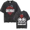 Gewaschen Vintage Punk Band Green Day Cartoon Lustige Merch T-Shirts Herren Damen Kleidung Rock Oversized T-Shirt Herrenmode T-Shirts
