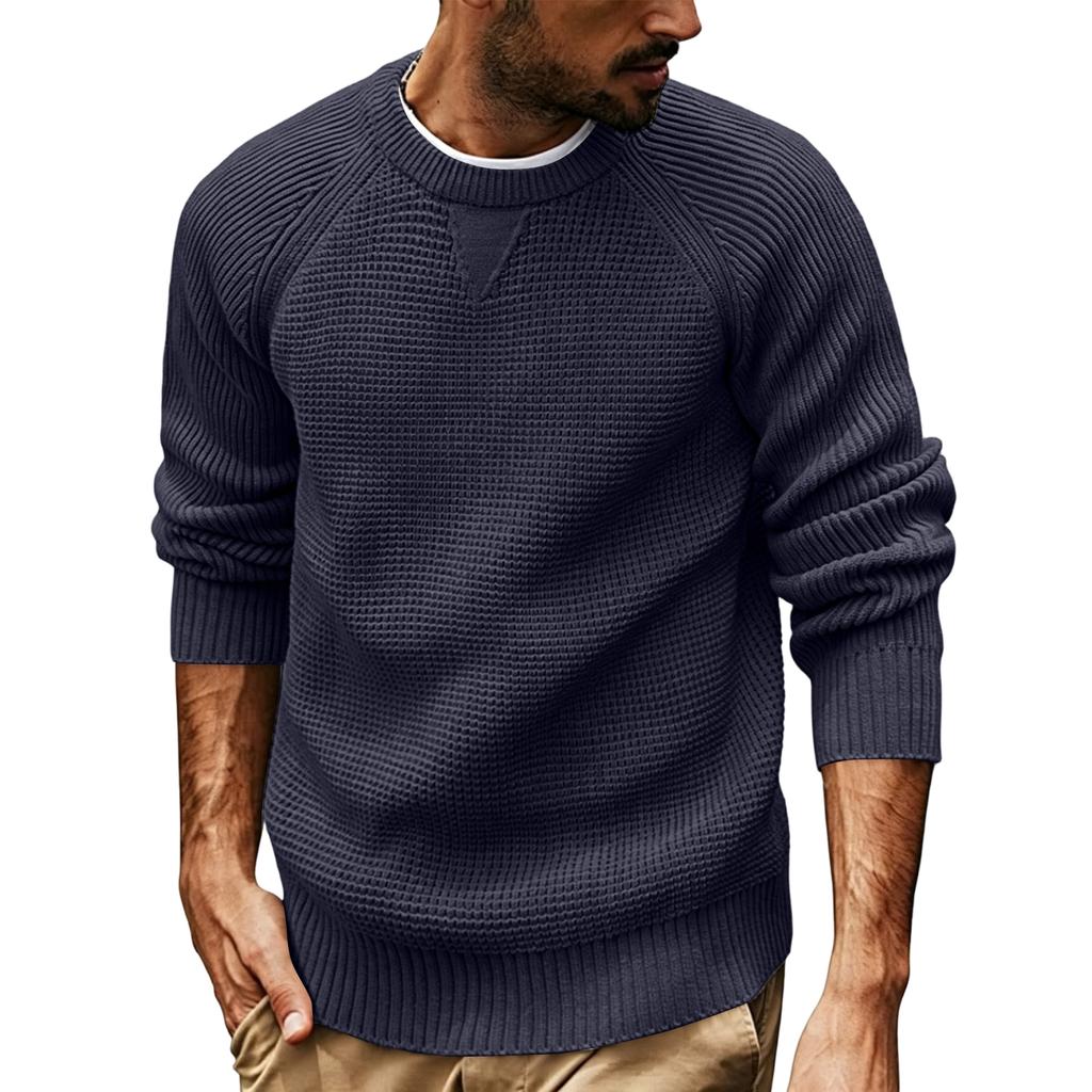 Men's Casual Loose Fit Long Sleeve Pullover Sweater Crew Neck Knitted Jumper Lightweight Comfortable Everyday Wear