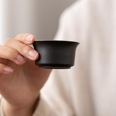 Kung Fu Teeset kleine Teetasse Keramik Teetasse Teeschale Haushalt Einzelstück Ge Ofen Schwarzkeramik Meistertasse Schwarzkeramik