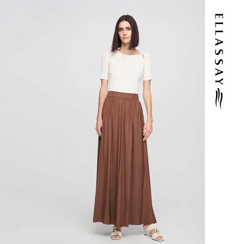 ELLASSAY Women's Round Neck Slim Fit Hollow Knit Top