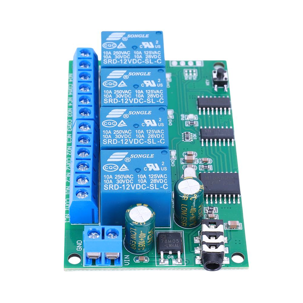AD22B04 4 Channel DTMF Signal Tone Voice Decoder Relay Switch Module Non-Locking/Self-Locking/Interlocking/Time Delay