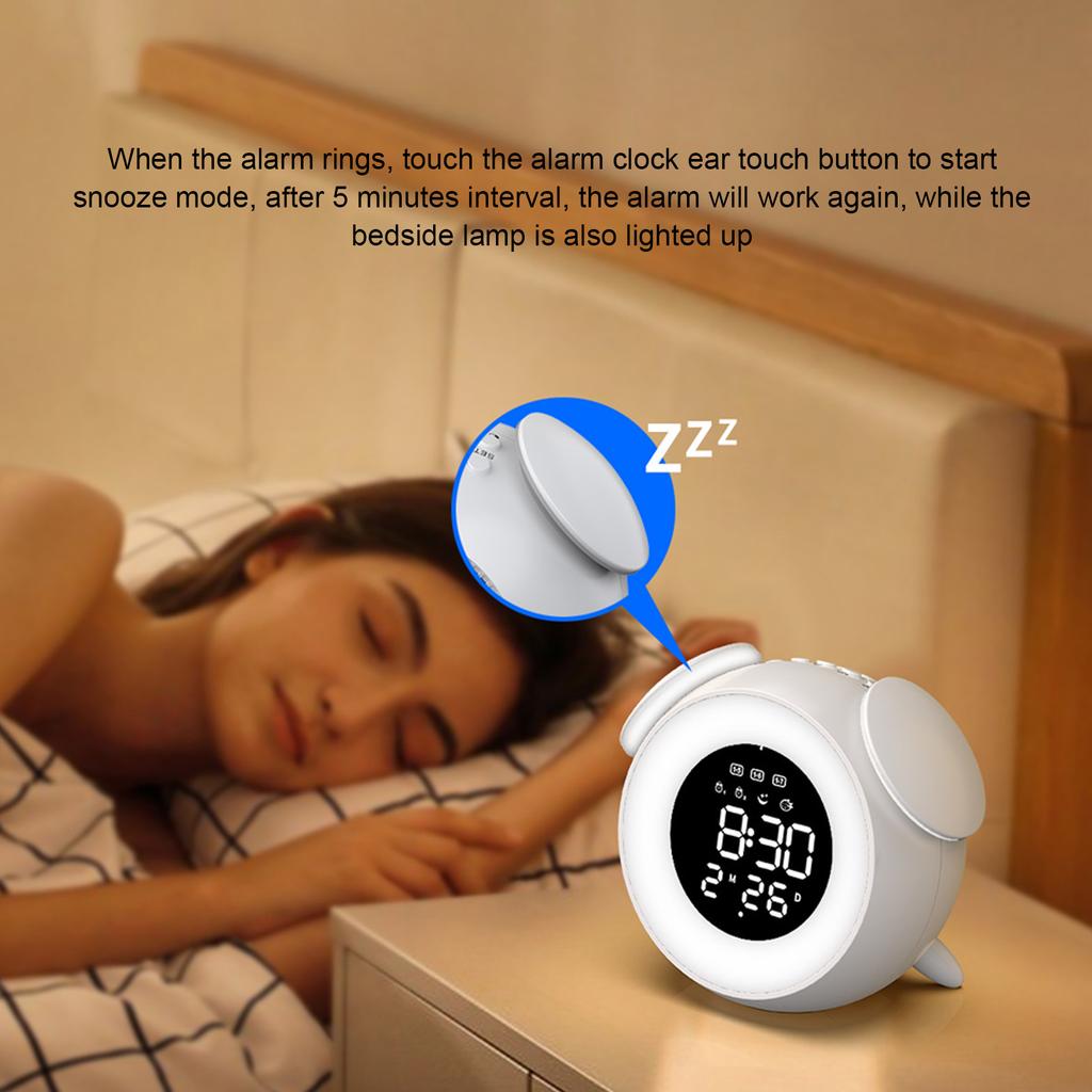 Wake Up Light Alarm Clock Colorful Lighting Effects Rechargeable Digital LED Music Alarm Clock for Bedroom Study Wake Up Light