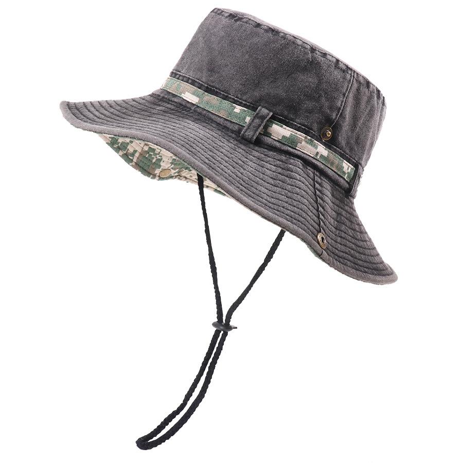 Vintage Men's Cotton Bucket Hat UV Protection Sun Caps Multipurpose Summer Outdoor Climbing Fishing Tourism Brim Fisherman Hats