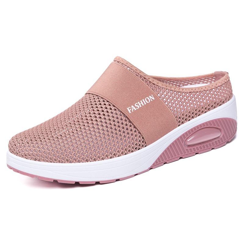 Women Breathable Thick Sole Backless Mesh Platform Casual Half Slide Sandals 36 розовый