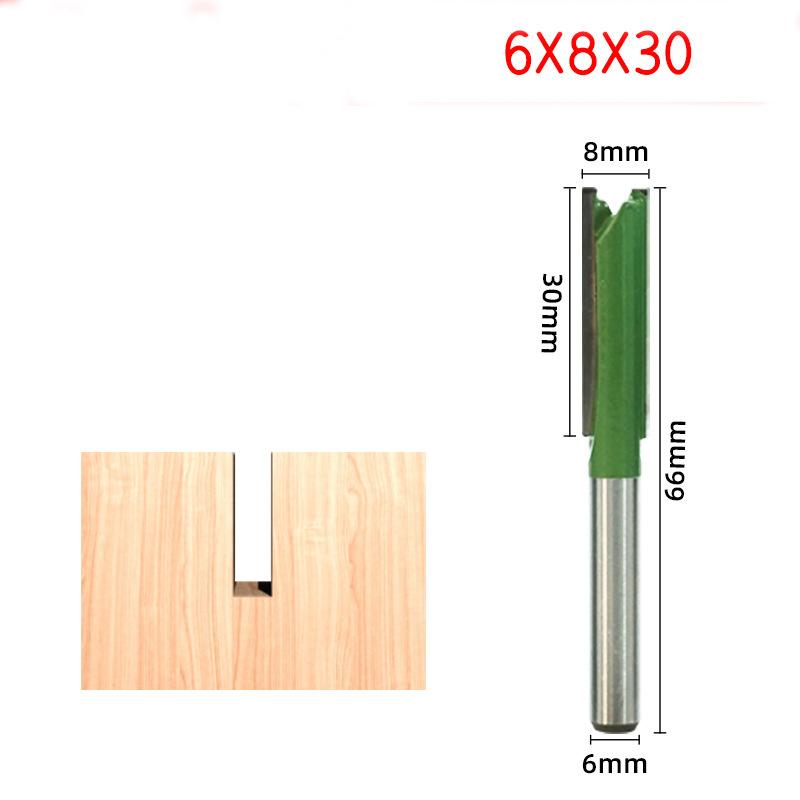 7-Piece Green Power Carbide Straight Router Bit Set - Dual-Function Slotting & Invisible Joint Cutters for Precision Woodworking