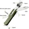 7 In 1 Multifunctional Outdoor Tableware Stainless Steel Foldable Fork Spoon Knife Picnic Camping Hiking Travelling Dinnerware