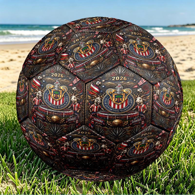 Club Deportivo Guadalajara Print Size 5 Soccer Ball, PU Wear Resistant Football for Match Training and Daily Practice, Birthday Gift for Soccer Fans