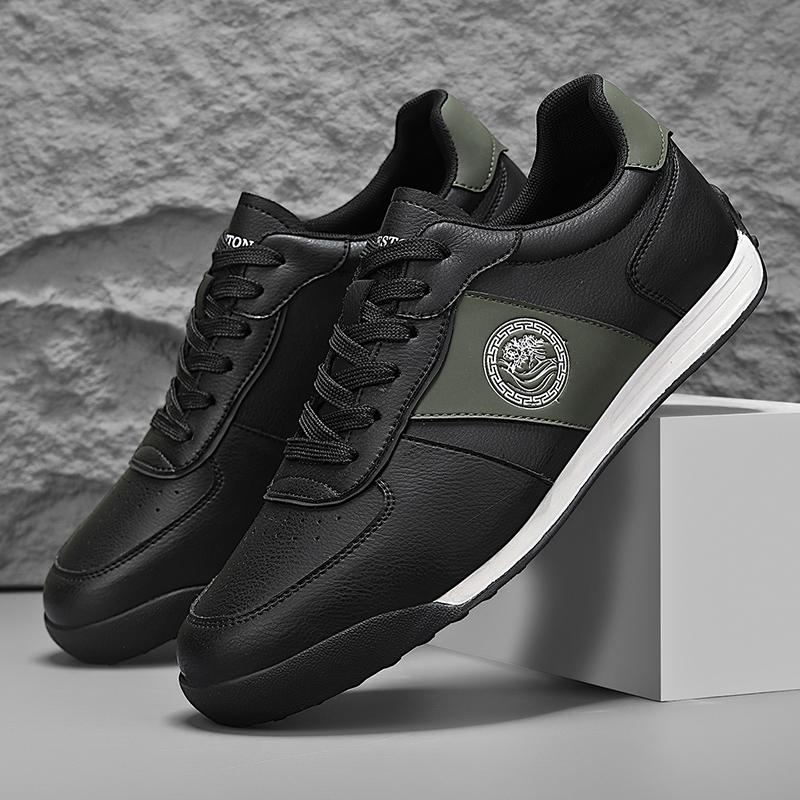 Leather Running Shoes for Men Casual Skate Shoes Sneakers-luxury Skateboard Trainers Free Shipping