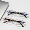 1 Pair Rimless Reading Glasses Anti Blue Light Bifocal Far Near Magnification Eyewear for Men Women +1.0 +1.5