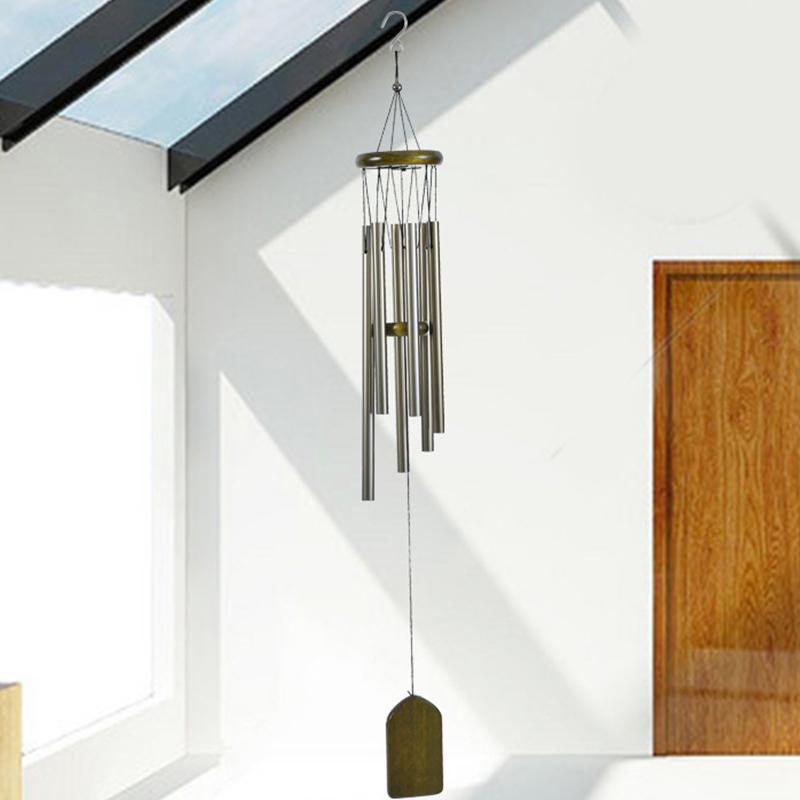Classic 26 Inch Aluminum Pipe Wind Chimes With Wooden Hanging Tag Farmhouses Terraces Gardens Balcony Corridor Decoration