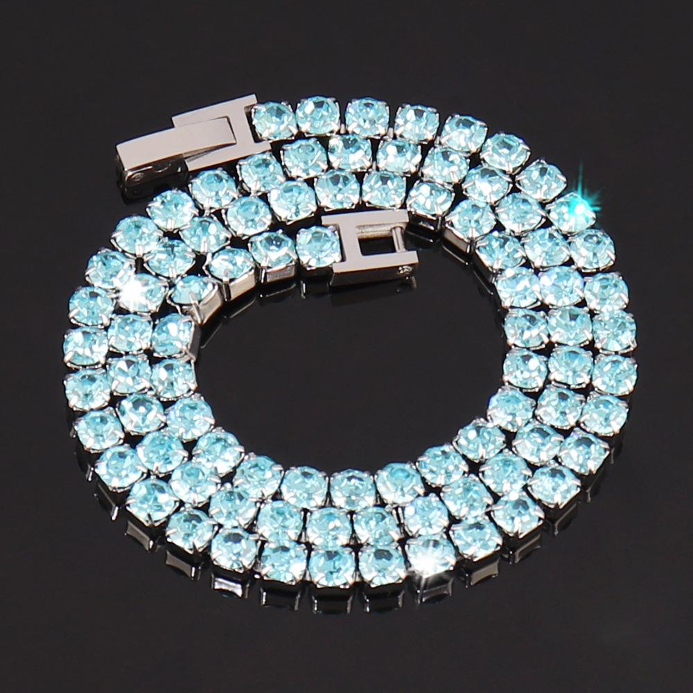 Stainless Steel 4Mm Zircon Tennis Necklace Simple Color Diamond Claw Chain Necklace Men'S And Women'S Jewelry