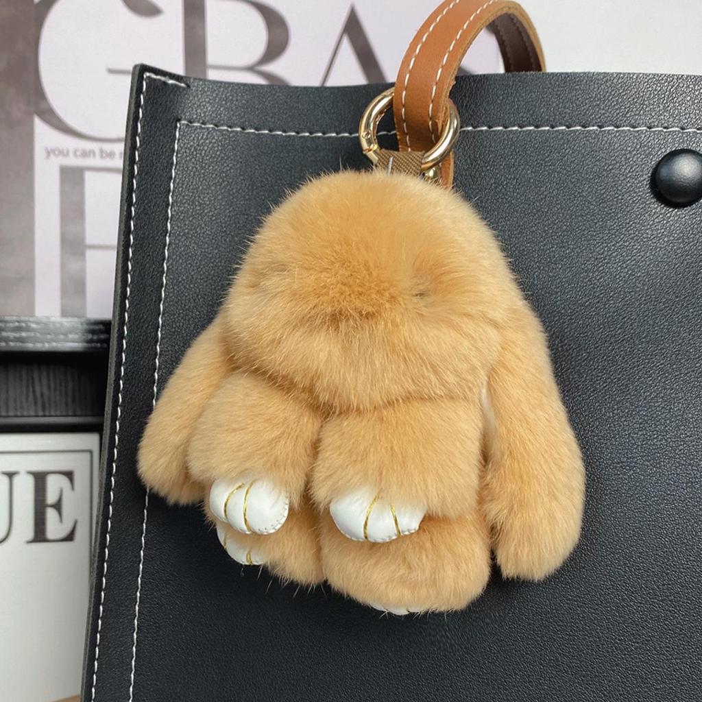 Mini Rex Rabbit Fur Pom Pom Keychain Bag Charm Keyring