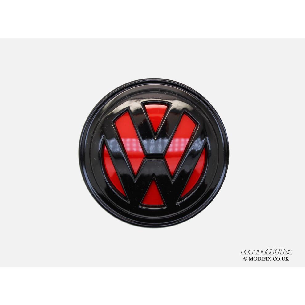 MODIFIX-CO-UK VW Glänzend Rot Schwarz Leichtmetallfelgen Mittelkappen 4 Stück VW Golf MK7 Passat Tiguan 66mm
