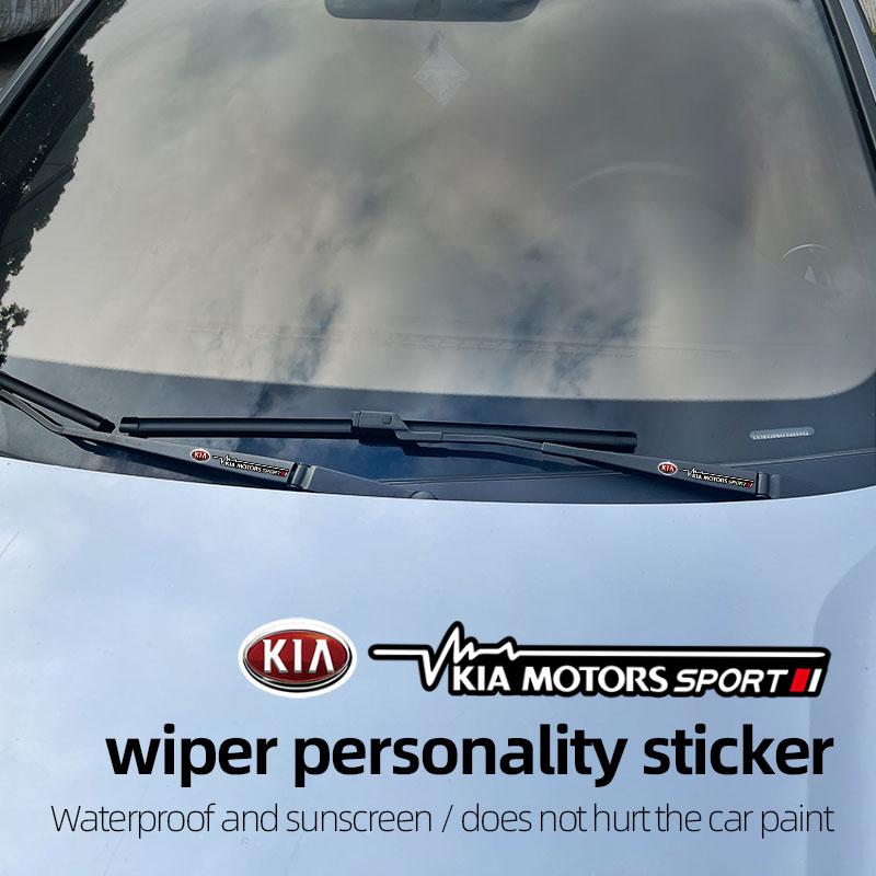 2Pcs Car Logo Window Wiper Sticker Decor Decal Accessories For KIA Carnival Niro EV9 K8 Forte Cerato Sportage Ray EV Telluride udrgf