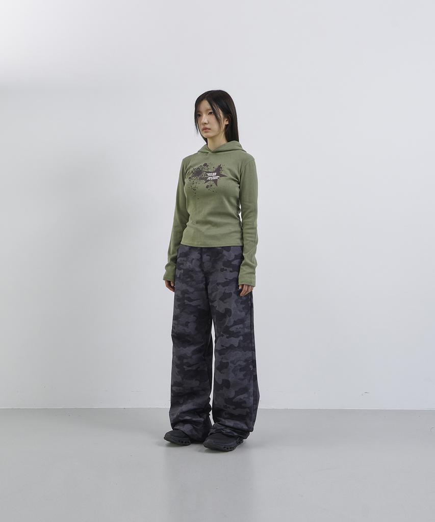 Tansanmageunesyum Cotton Wide Studded Pants (Camo Charcoal)
