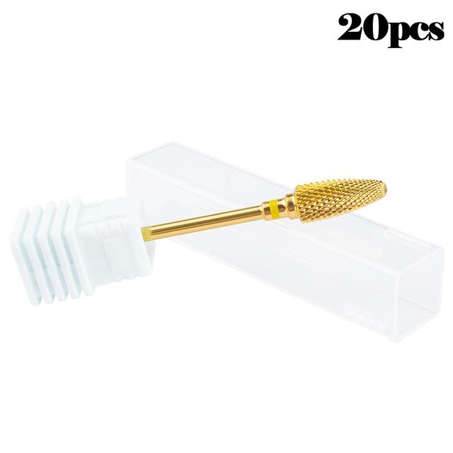 20ks wolframový vrták na nehty Manikúrní vrták pro strojní odstranění gelu na lak Frézka Frézka Frézka na nehty Příslušenství na pilníky na nehty Buffer
