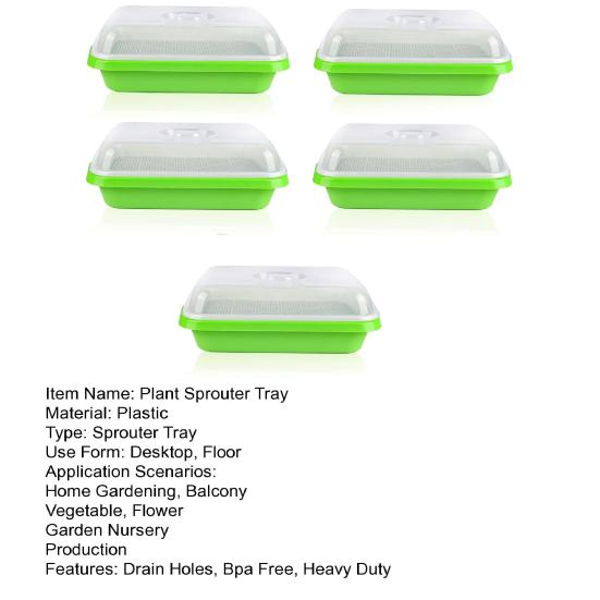 5 ks podnos pro naklíčení rostlin s odtokovými otvory BPA Free Garden Hydroponické množení půdy bez půdy pro mladé rostliny Sada pro pěstování pšeničné trávy Microgreens