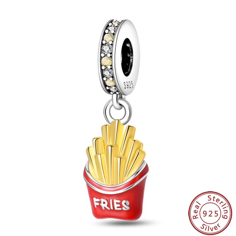 Dessert Afternoon Tea Series Copper Coffee Cake Pizza Fries Sweet Charms Beads 3Mm Diy Fine Jewelry Making