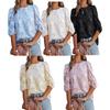 2022 Trending Chiffon Floral Bubble Sleeve Round Neck Loose Top