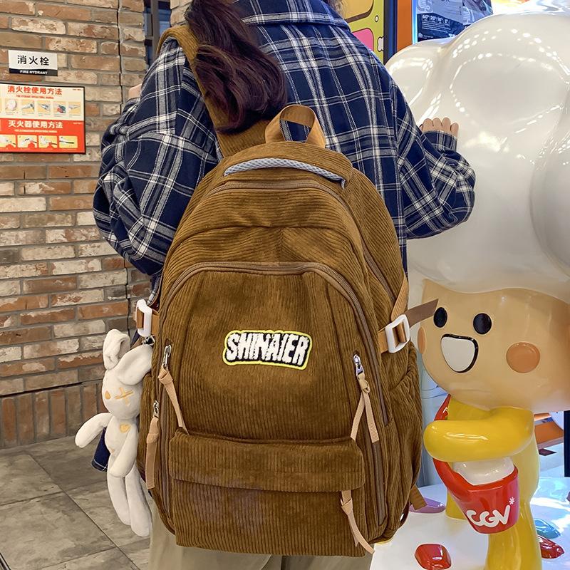 Children Elementary School Girls Junior High School Corduroy Backpack Middle School College Backpack