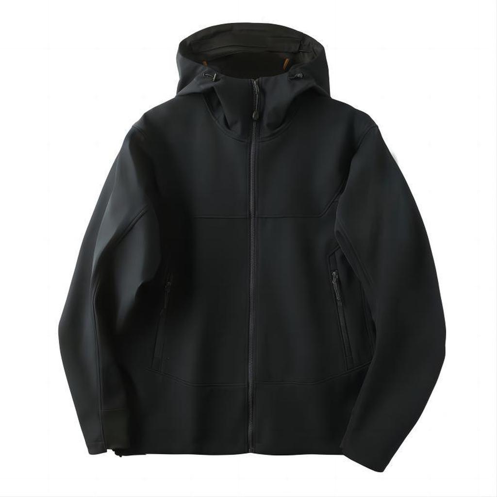 Men's Outdoor Leisure Hooded Sports Waterproof Charge Stone Plus Fleece Windproof Hooded Coat