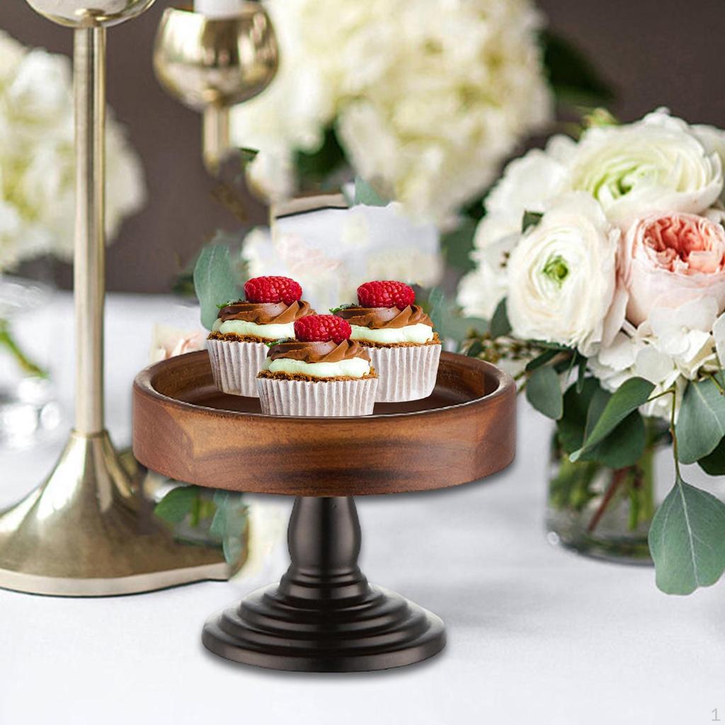 Dekorativní rustikální kulatý dřevěný stojan na dorty, displej, podnos na ovoce, dezertní stůl pro