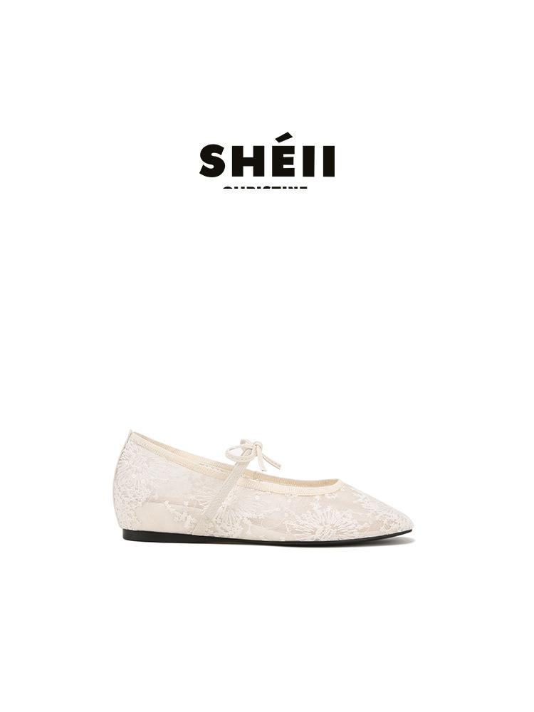 

Туфли Мэри Джейн на одном ремешке с квадратным носком из кружевной сетки с бантом Су Иинь увеличивают внутреннюю высоту, повседневные универсальные туфли-лодочки 40 белый