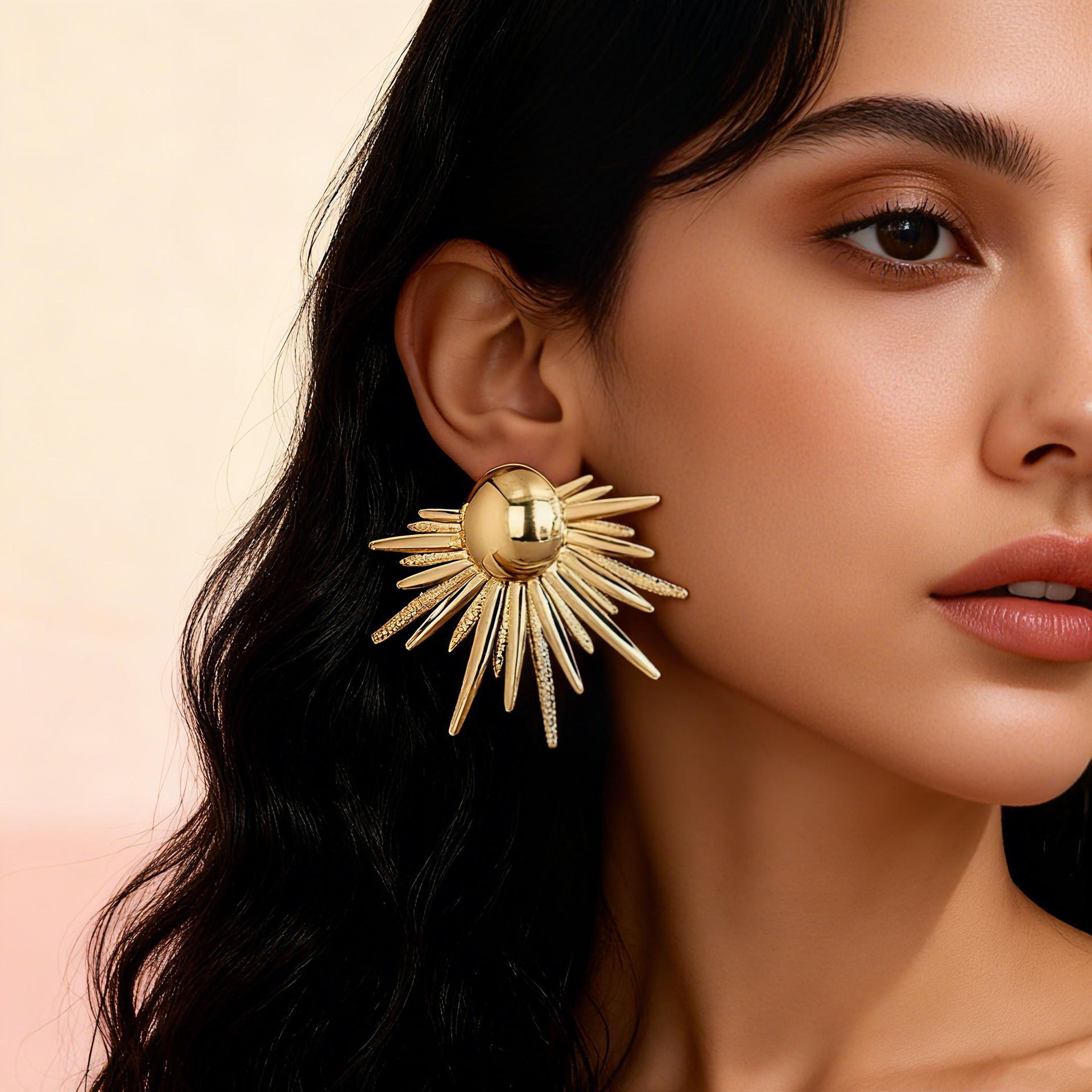 Преувеличенные нерегулярные геометрические металлические серьги-солнца, серьги креативного стиля