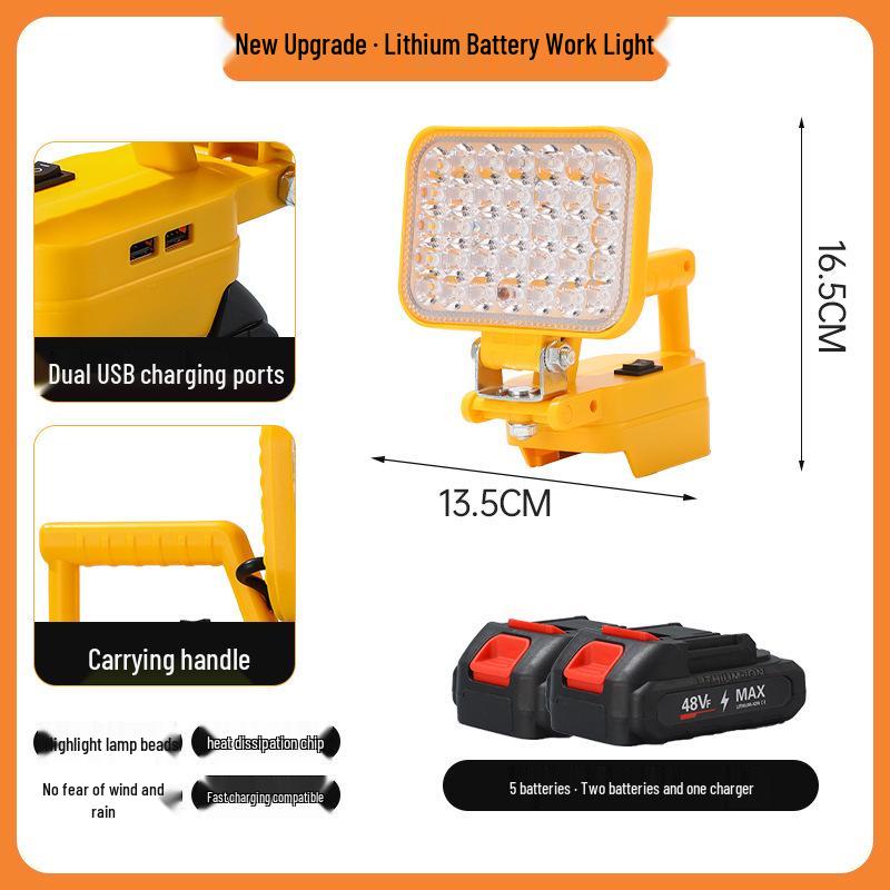 Portable Emergency Lithium Battery Floodlight for Camping, Construction, and Car Repairs