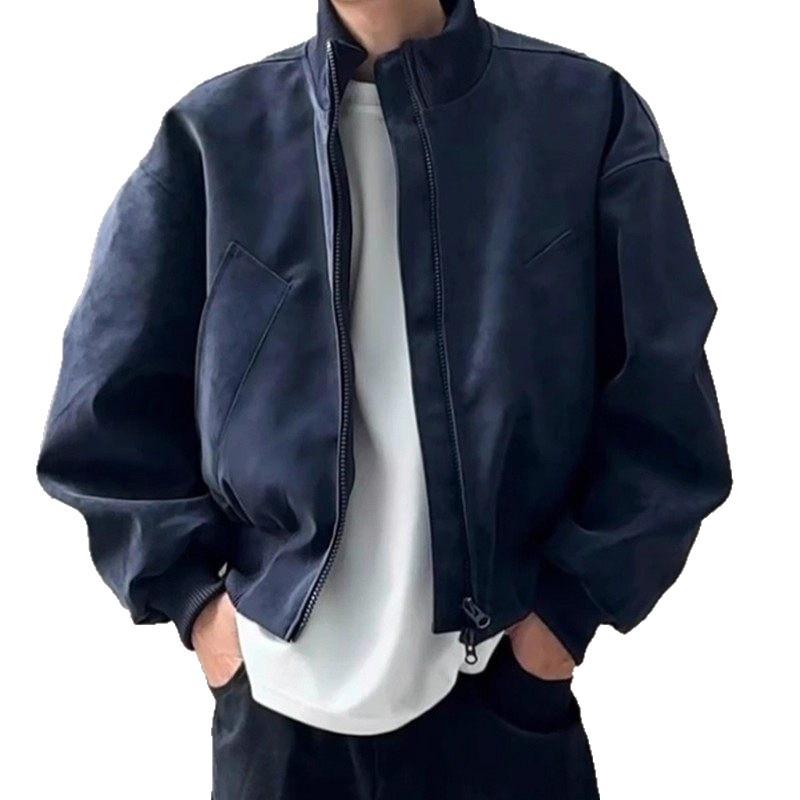 Men's Retro Stand Collar Bomber Jacket - Autumn/Winter Cleanfit Versatile Short Coat
