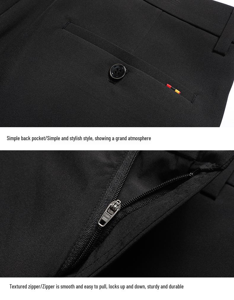 Romon Men's Ice Silk Elastic Summer Pants - Middle-aged Casual Loose Straight Leg Design