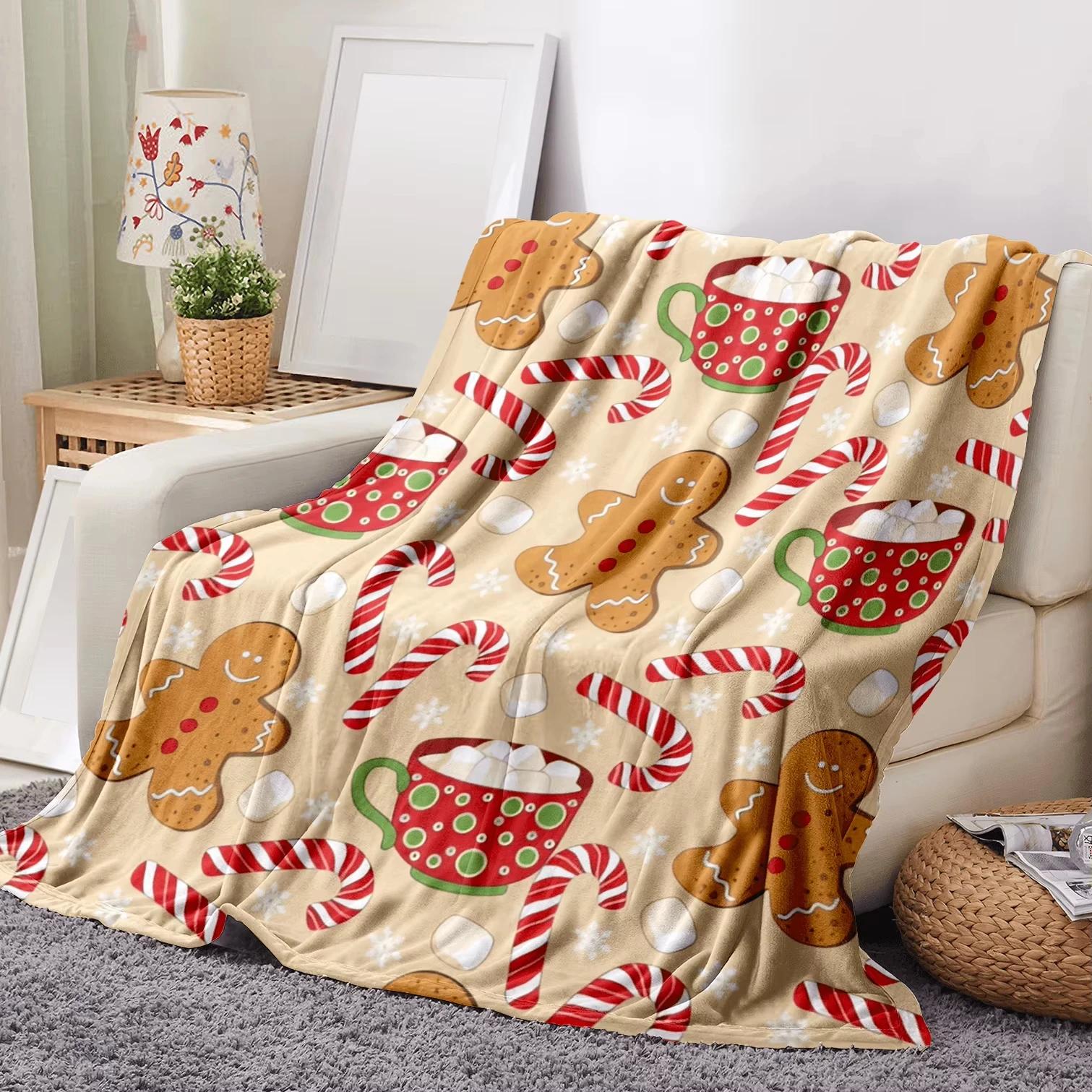 

Winter Gingerbread Flat Printed Throw Blanket - Lightweight Flannel Plush, Gift for Couch, Bed, Living Room, Travel, Office 70x100cm28x39in