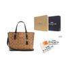 Coach Mollie Metallic Logo Imprint Charm Coated Canvas And Smooth Leather Tote Bag Women tote bags Brown C4250-IMCBI