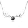 Deer Antler Projection Necklace: 100-Languages 'I Love You' Elk Pendant