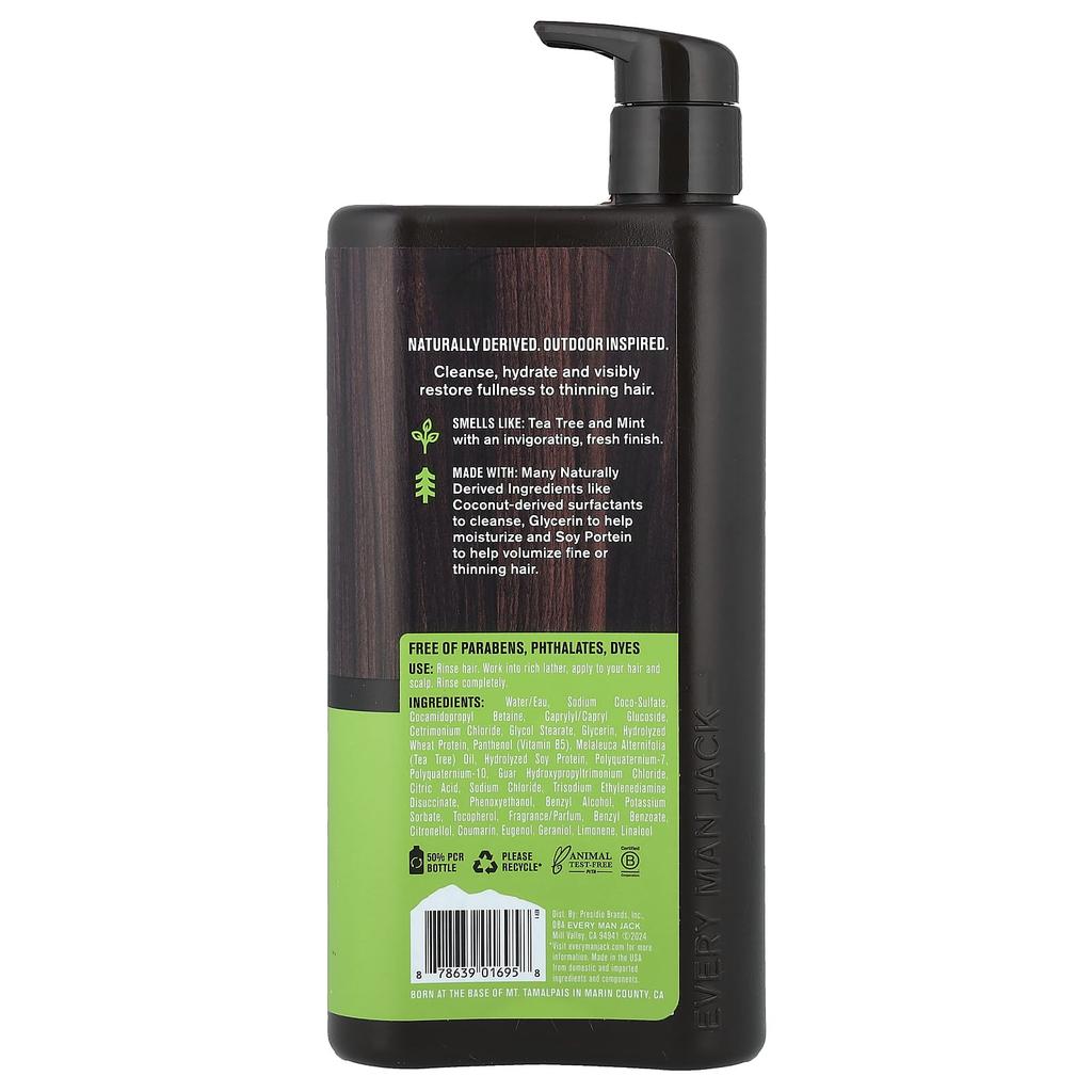Every Man Jack 2-in-1 Shampoo + Conditioner, Strengthening Hair, Tea Tree, 473 Ml (16 Fl Oz)