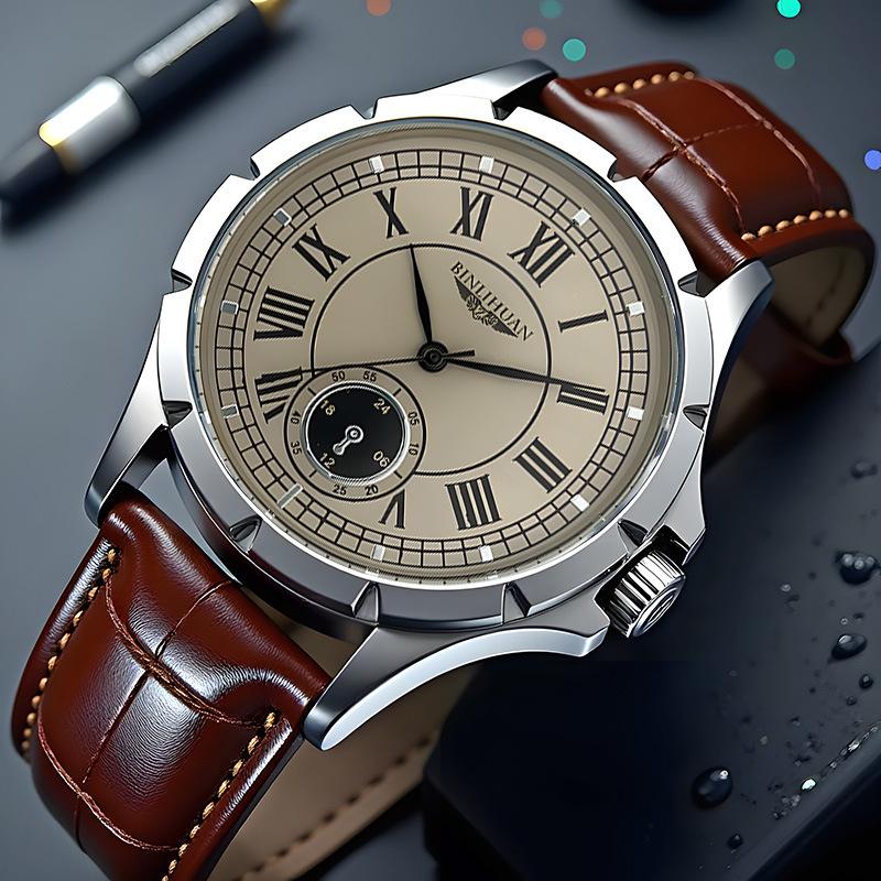Wristwatch Business Watch for Men Quartz Clock Leather Watches