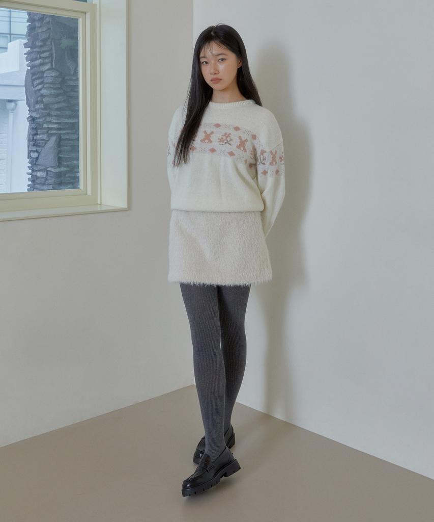 MARGARIN FINGERS Rabbit Wool Sweater (Ivory)