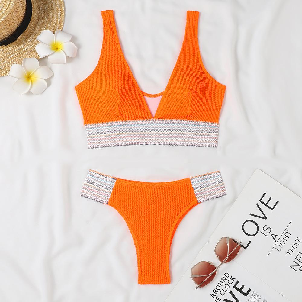 1011 new European and American sexy high-waisted split bikini women's swimsuit