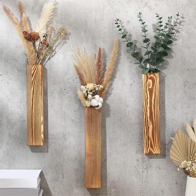 2 Stück Holz Wandvase Dekoration Hängende Wandpflanzer Wandmontierte Pflanzen Blumentopf Taschenvasen Für Trockenblumen Pflanze